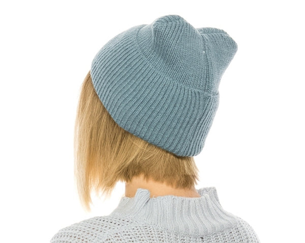 A025-POINTY EAR KNIT BEANIE