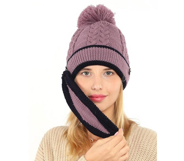 A026-KNIT BEANIE & FACE COVER SET