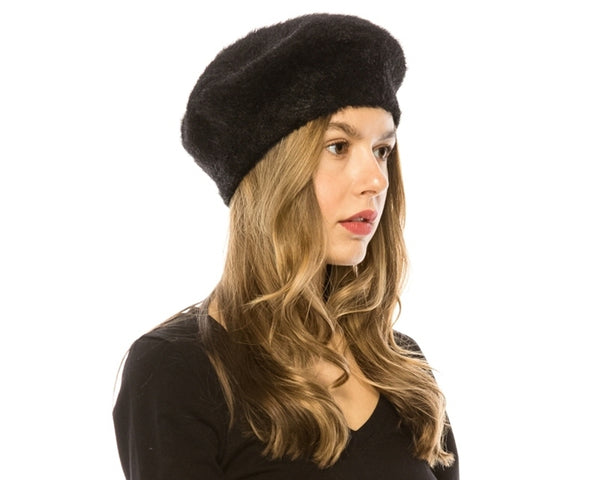 A027-SOFT VEGAN FUR BERET