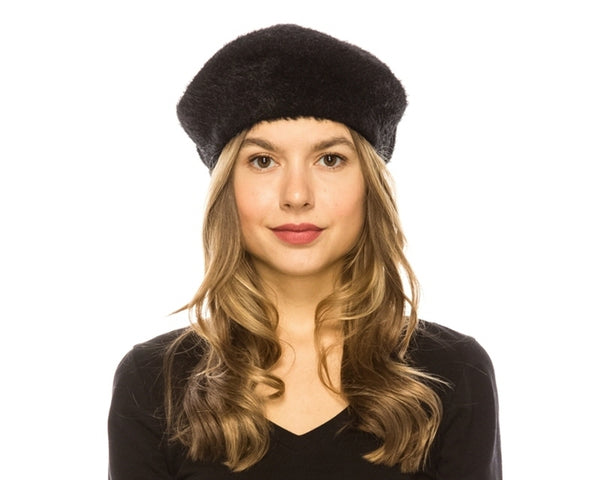 A027-SOFT VEGAN FUR BERET