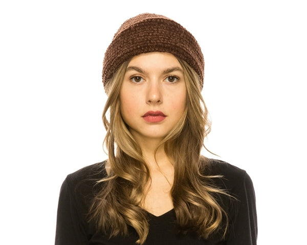 A028-BROWN CHENILLE WATCH CAP BEANIE