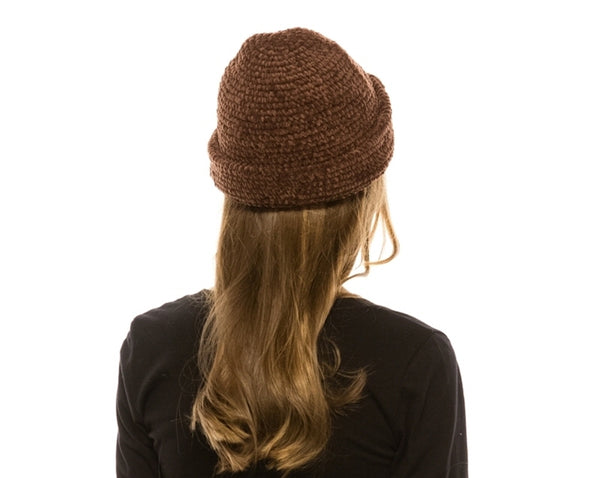 A028-BROWN CHENILLE WATCH CAP BEANIE