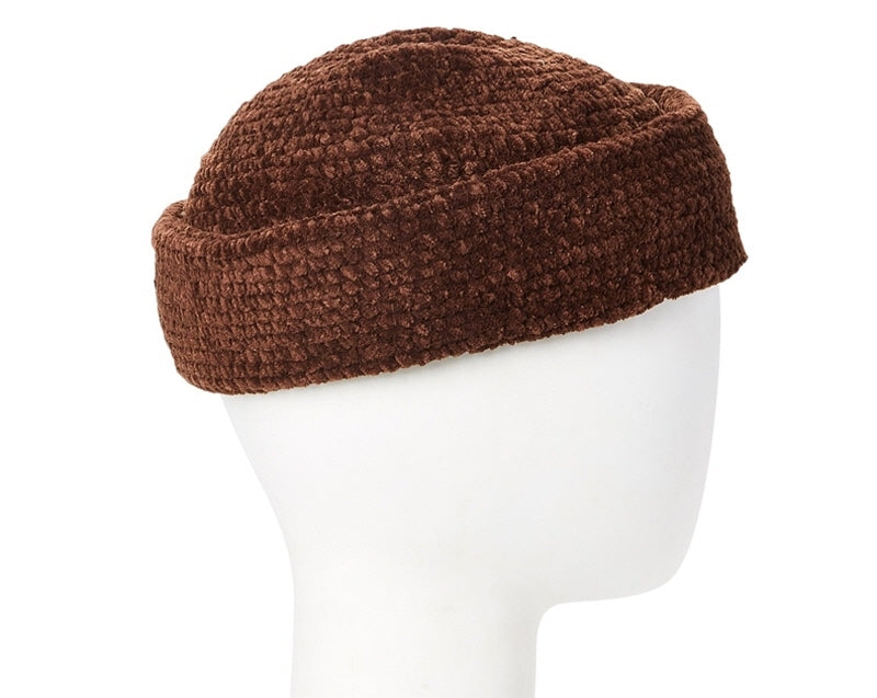 A028-BROWN CHENILLE WATCH CAP BEANIE