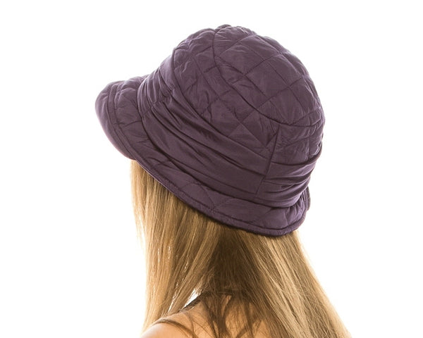 A038-COTTON DOWN QUILTED CLOCHE HAT