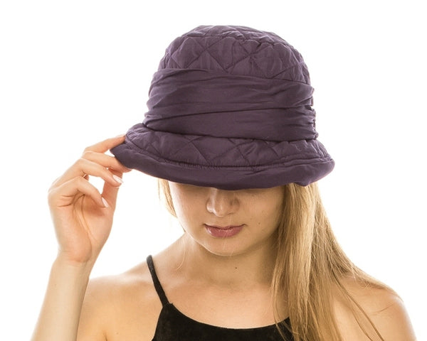 A038-COTTON DOWN QUILTED CLOCHE HAT