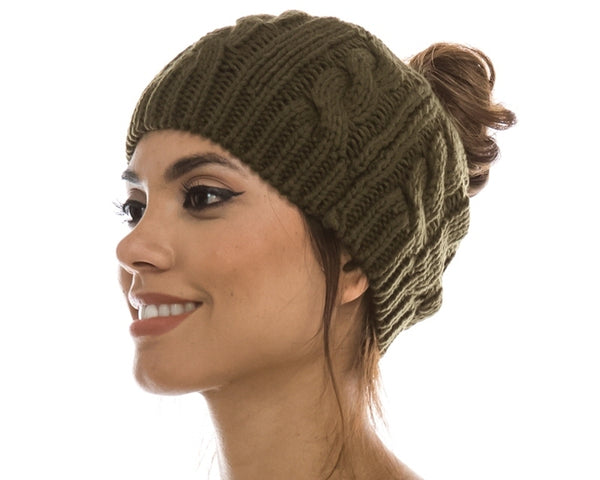 A044-MESSY BUN HAT - TWIST PATTERN