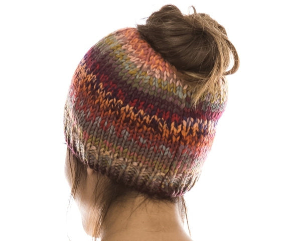 A045-MESSY BUN HAT - SPACE DYED