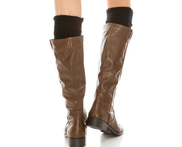 A057-KNIT BOOT CUFFS W/ SCALLOP TOP (1 PAIR)