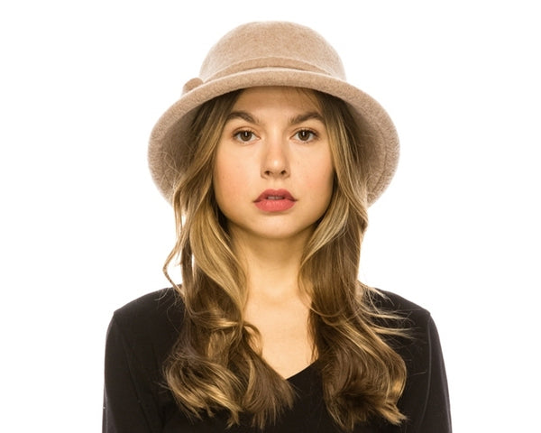 A079-ROLLED BRIM WOOL BUCKET HAT