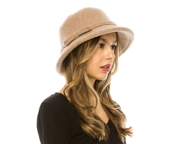 A079-ROLLED BRIM WOOL BUCKET HAT