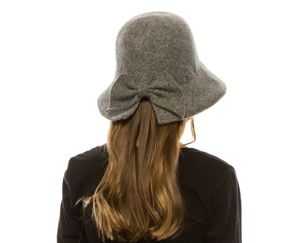 A082-SHAPEABLE WOOL HAT W/ BOW