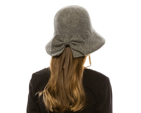 A082-SHAPEABLE WOOL HAT W/ BOW