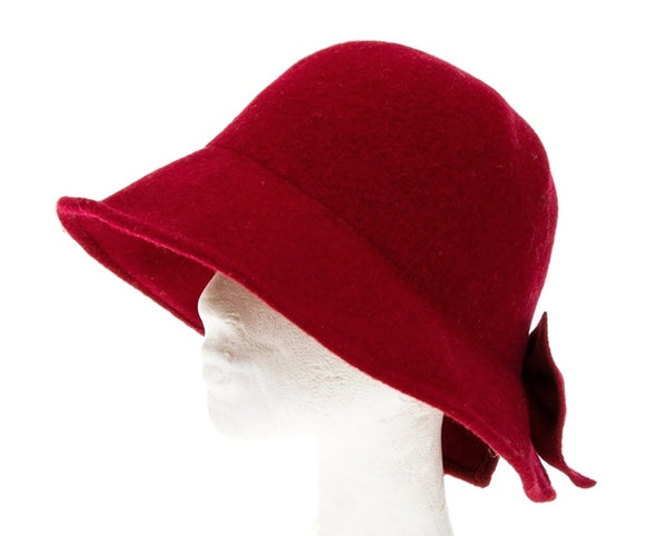 A082-SHAPEABLE WOOL HAT W/ BOW