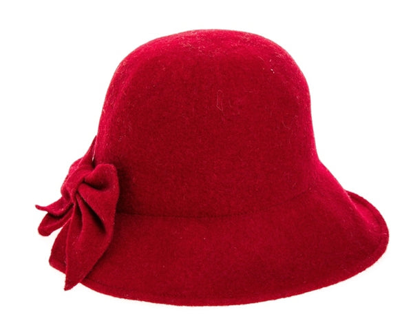 A082-SHAPEABLE WOOL HAT W/ BOW