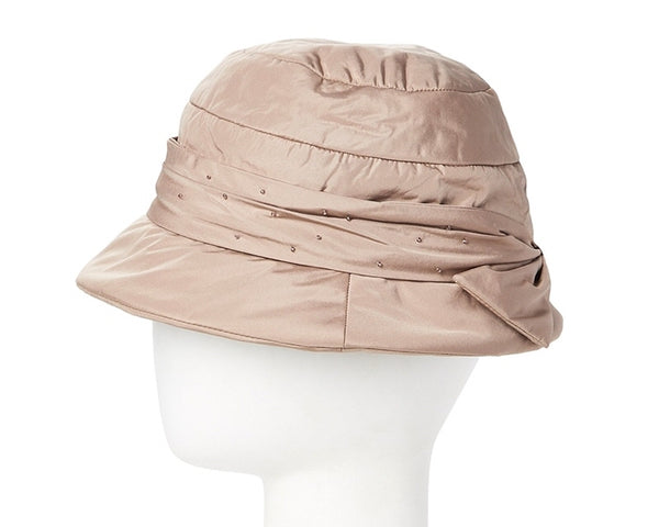 A085-COTTON DOWN CLOCHE BUCKET HAT W/ BEADING