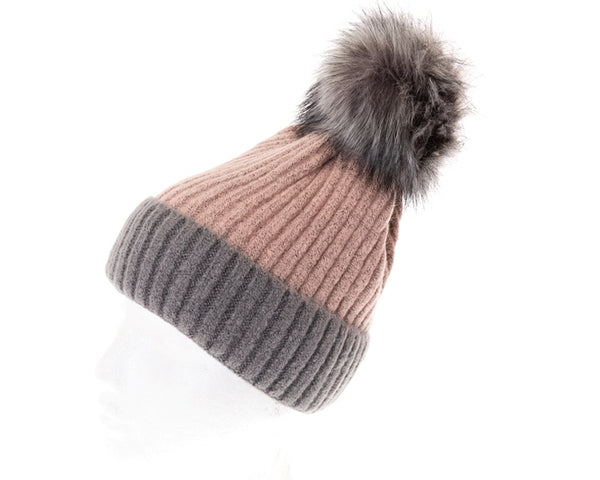 A093-CASHMERE BLEND POM BEANIE