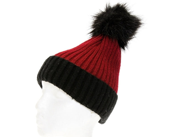 A093-CASHMERE BLEND POM BEANIE