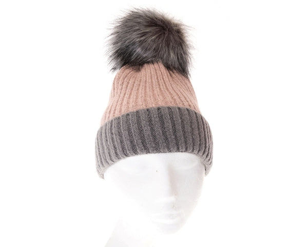 A093-CASHMERE BLEND POM BEANIE