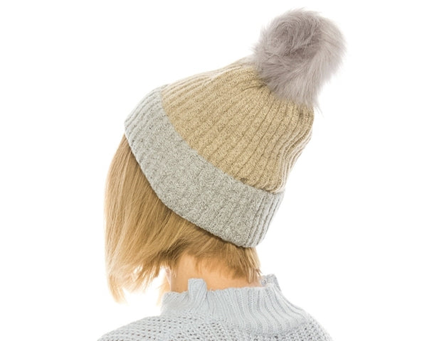 A093-CASHMERE BLEND POM BEANIE