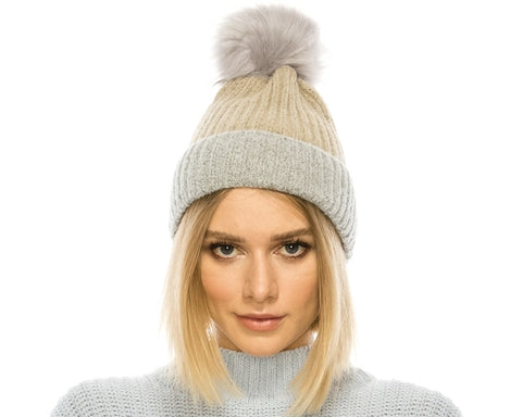 A093-CASHMERE BLEND POM BEANIE