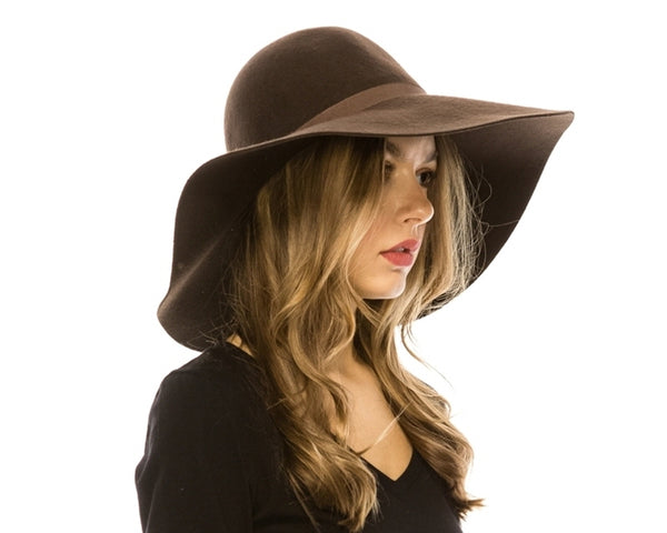 A108-WIDE BRIM FELT FLOPPY HAT