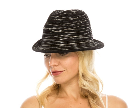 A120-FELT FEDORA HAT WITH SPIRAL STITCHING