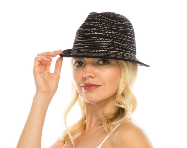 A120-FELT FEDORA HAT WITH SPIRAL STITCHING