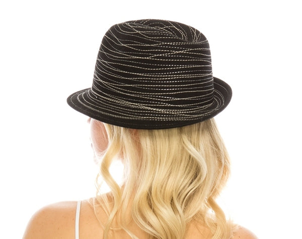 A120-FELT FEDORA HAT WITH SPIRAL STITCHING