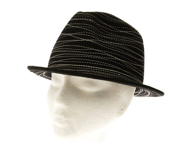 A120-FELT FEDORA HAT WITH SPIRAL STITCHING