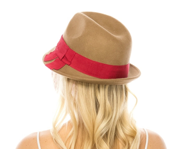 A121-WOOL FELT FEDORA WITH FLAT BOW