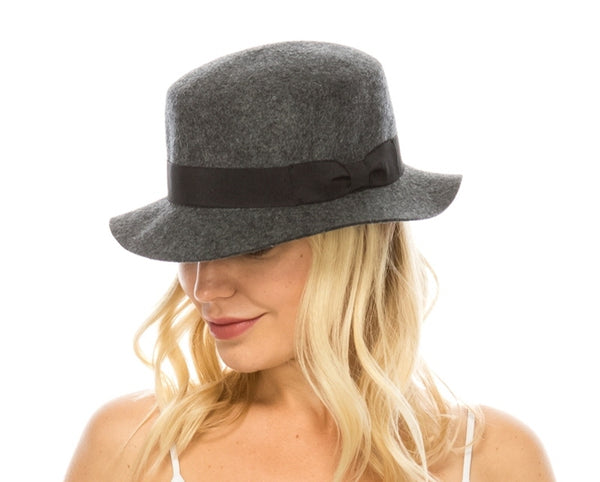 A125-MARLED WOOL FELT BOATER HAT