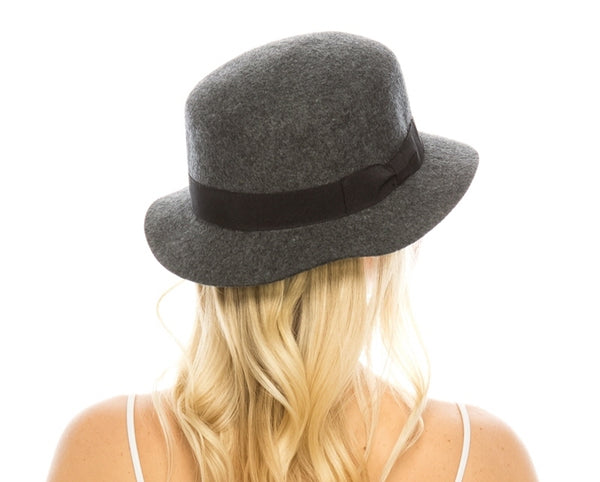 A125-MARLED WOOL FELT BOATER HAT