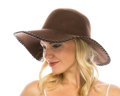 A130-WHIPSTITCH WOOL FLOPPY HAT