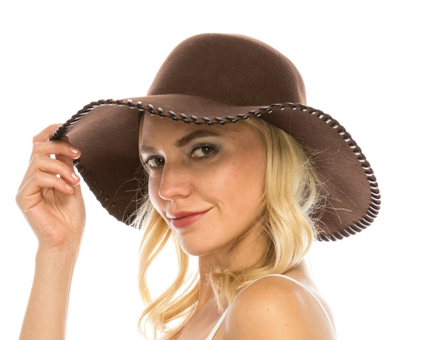 A130-WHIPSTITCH WOOL FLOPPY HAT