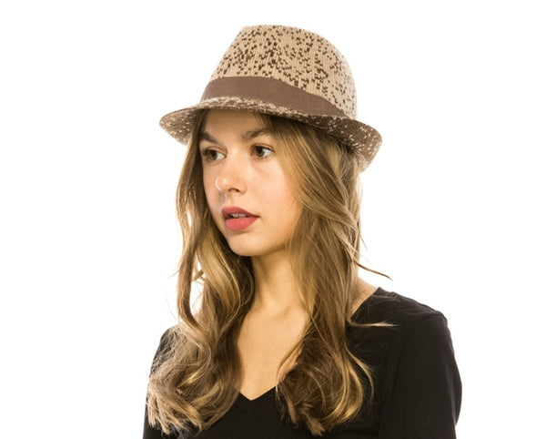 A160-SPOTTED 2-TONE KNIT FEDORA