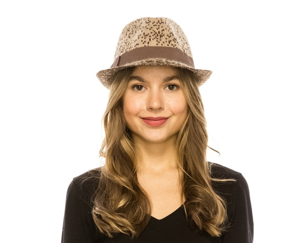 A160-SPOTTED 2-TONE KNIT FEDORA