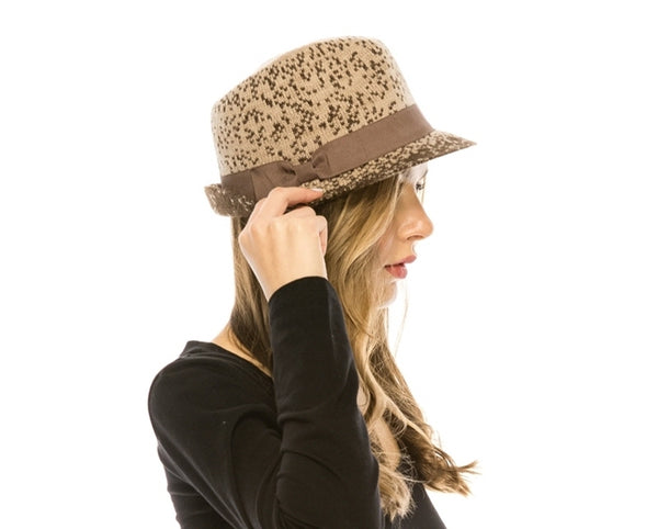 A160-SPOTTED 2-TONE KNIT FEDORA