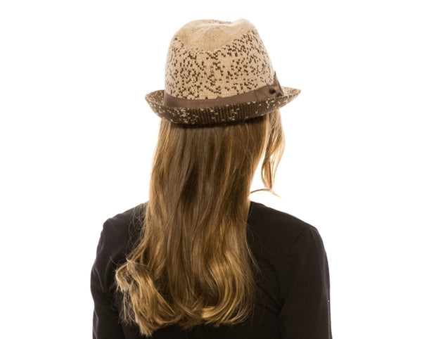 A160-SPOTTED 2-TONE KNIT FEDORA