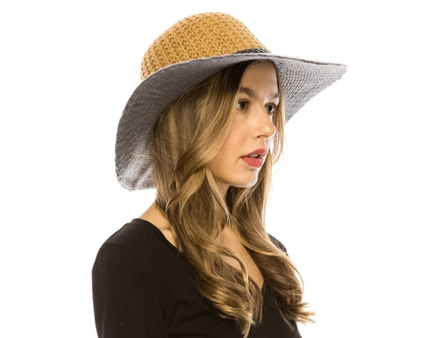 A162-2 TONE KNIT FLOPPY HAT WITH BRAID