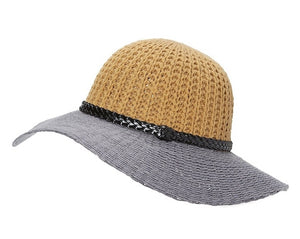 A162-2 TONE KNIT FLOPPY HAT WITH BRAID