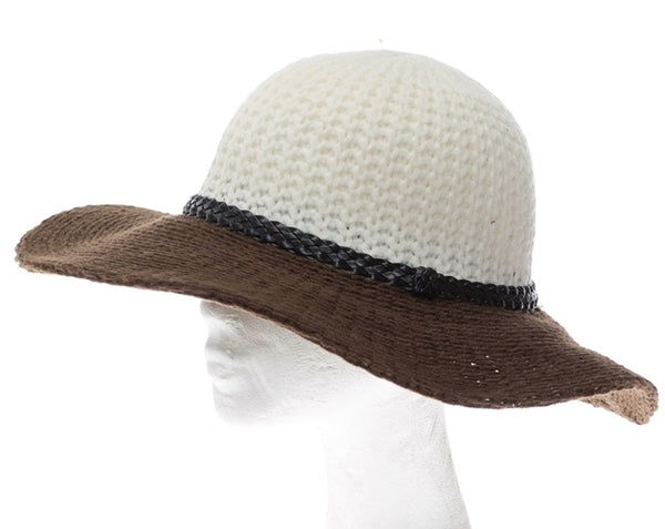 A162-2 TONE KNIT FLOPPY HAT WITH BRAID