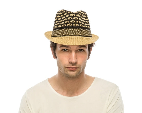 A184-HONEYCOMB PATTERN STRAW FEDORA