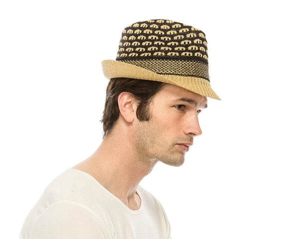 A184-HONEYCOMB PATTERN STRAW FEDORA