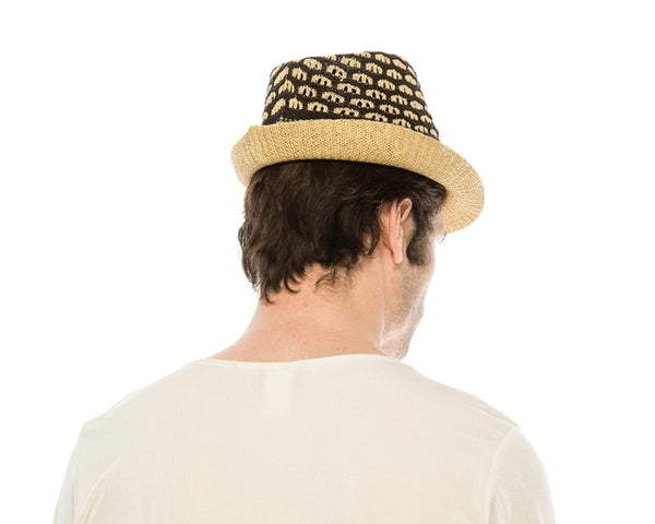 A184-HONEYCOMB PATTERN STRAW FEDORA