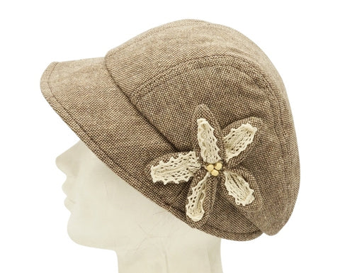 A220-CABBIE BUCKET HAT W/ LACE FLOWER