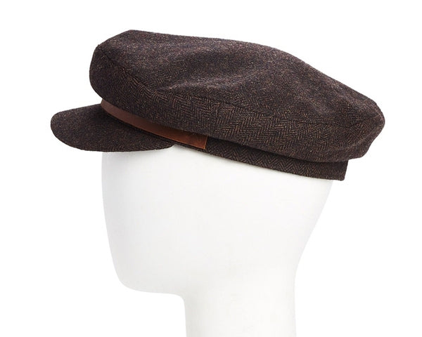 A224-HERRINGBONE FISHERMAN CAP - LEATHER BAND