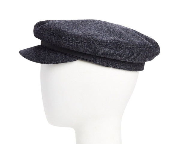 A224-HERRINGBONE FISHERMAN CAP - LEATHER BAND