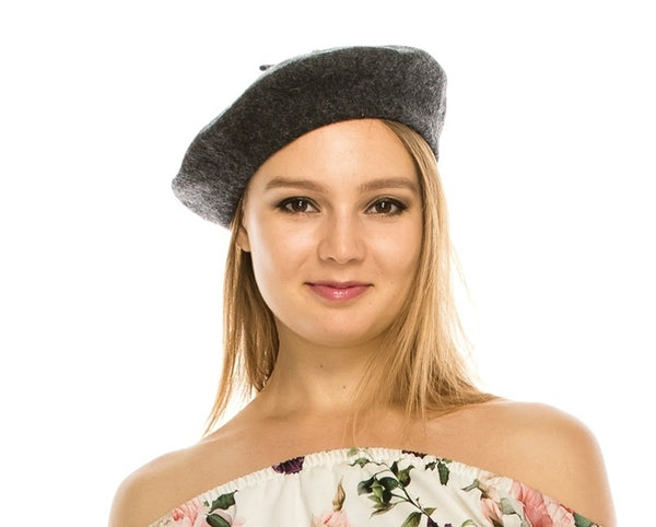 A232-STAR EMBROIDERY WOOL BERET