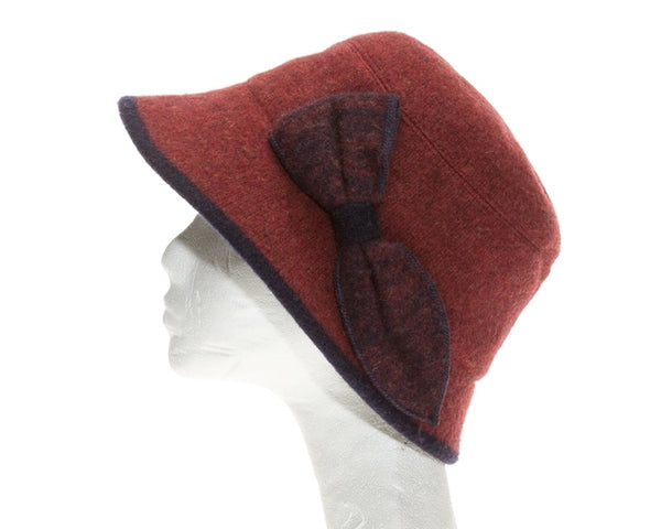 A236-MARLED WOOL CLOCHE W/ BOW