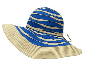 A251-WIDE BRIM STRAW & RIBBON HAT WITH SQUIGGLES